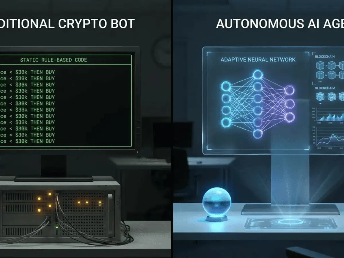 Traditional crypto trading bot vs autonomous AI agents crypto adaptive system comparison