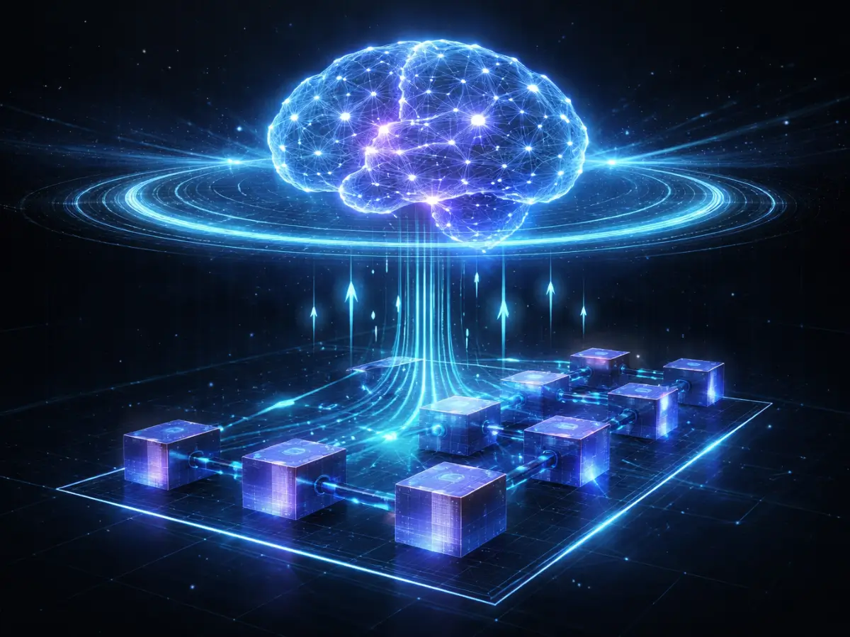 How decentralized AI agents execute smart contracts on blockchain off chain brain on chain hand architecture diagram 2026